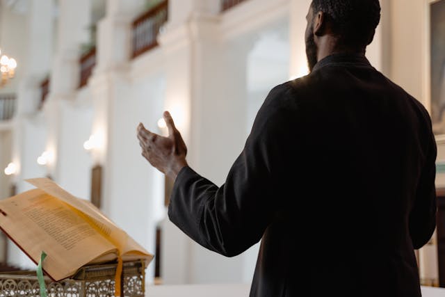 man giving sermon